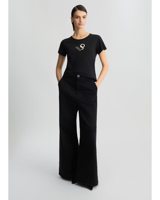 Liu Jo T-shirt Con Logo E Strass di Liu Jo in Black