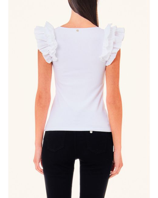 Liu Jo T-shirt Con Rouches di Liu Jo in White