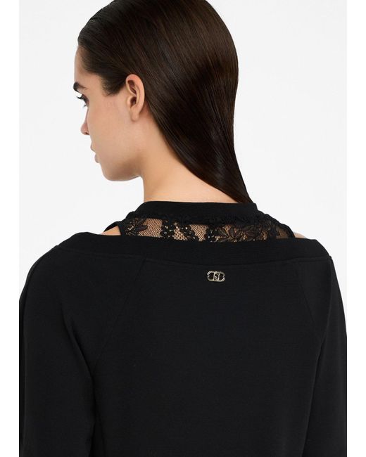 Liu Jo Black Liu Jo Sweatkleid Mit Spitze