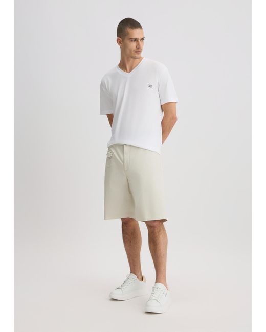 Liu Jo T-shirt Bianca Con Scollo A V di Liu Jo in White da Uomo