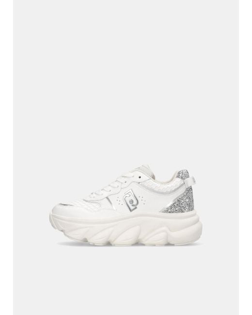Liu Jo Sneakers À Semelle Épaisse En Cuir Avec Glitter Liu Jo en coloris White