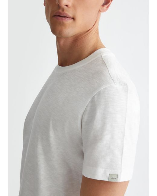 Liu Jo T-shirt In Cotone Fiammato di Liu Jo in White da Uomo