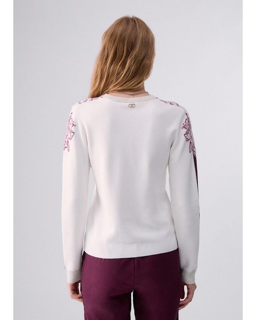 Pull Jacquard Liu Jo en coloris White