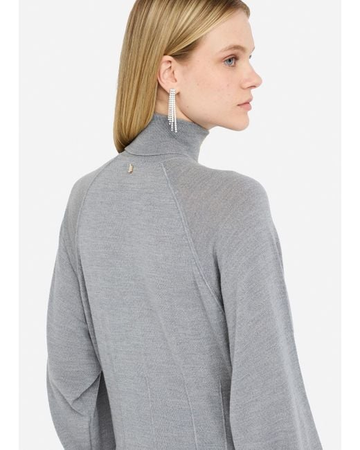 Liu Jo Pull À Col Roulé En Laine Avec Dentelle Liu Jo en coloris Gray
