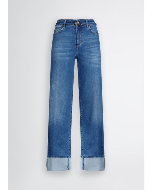 Liu Jo Jeans Cropped Con Risvolto di Liu Jo in Blue