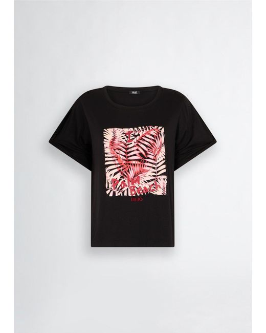 Liu Jo T-shirt Con Stampa E Strass di Liu Jo in Multicolor