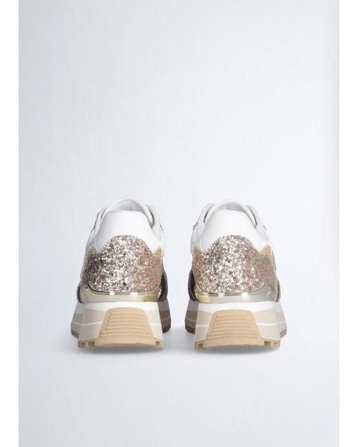 Liu Jo Sneakers Platform Full Glitter di Liu Jo in White