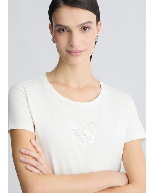 Liu Jo T-shirt Con Logo E Strass di Liu Jo in White