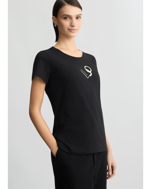 Liu Jo T-shirt Con Logo E Strass di Liu Jo in Black