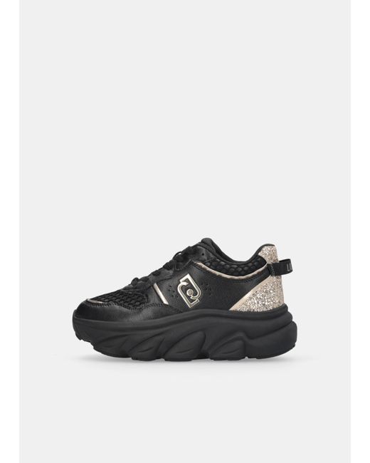 Liu Jo Sneakers À Semelle Épaisse En Cuir Avec Glitter Liu Jo en coloris Black