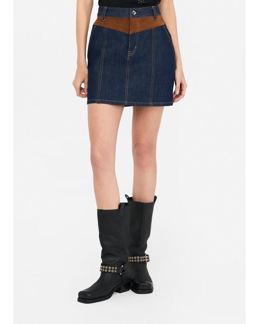 Liu Jo Blue Liu Jo Minirock Aus Denim Mit Wildledereinsatz