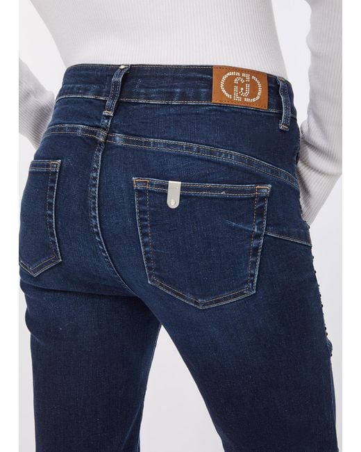 Liu Jo Jean Évasé Cropped Avec Strass Liu Jo en coloris Blue