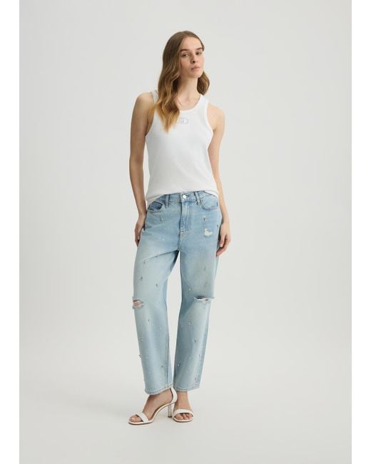 Liu Jo Jeans Straight Con Strass di Liu Jo in Blue