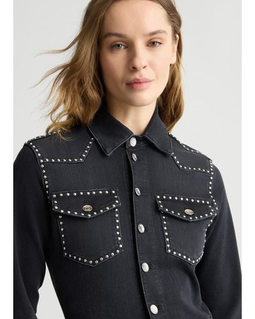 Liu Jo Abito Chemisier In Denim Con Borchie di Liu Jo in Black