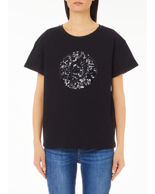Liu Jo T-Shirt Con Logo E Paillettes di Liu Jo in Black