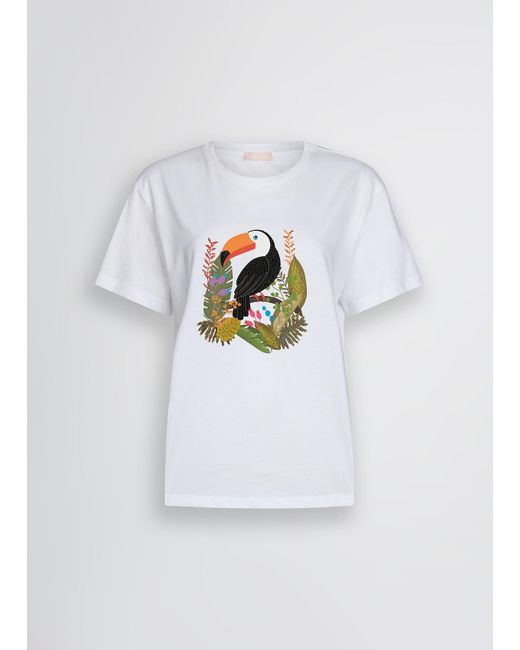 Liu Jo T-shirt In Cotone Con Stampa E Strass di Liu Jo in White