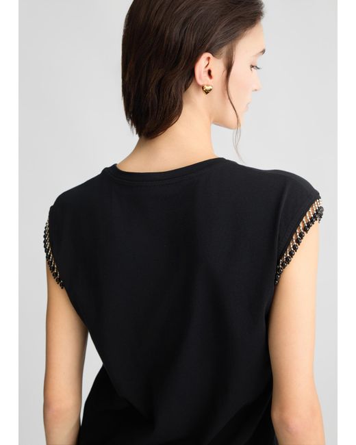 Liu Jo T-shirt In Jersey Con Perline di Liu Jo in Blue