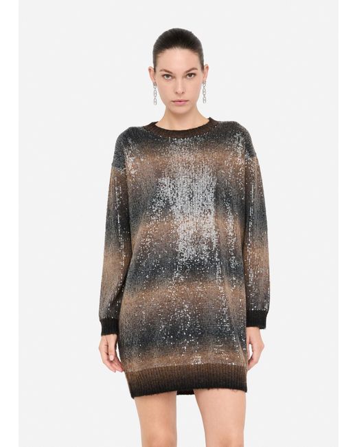 Liu Jo Robe En Maille Avec Paillettes Liu Jo en coloris Gray