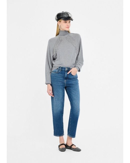 Liu Jo Pull À Col Roulé En Laine Avec Dentelle Liu Jo en coloris Gray