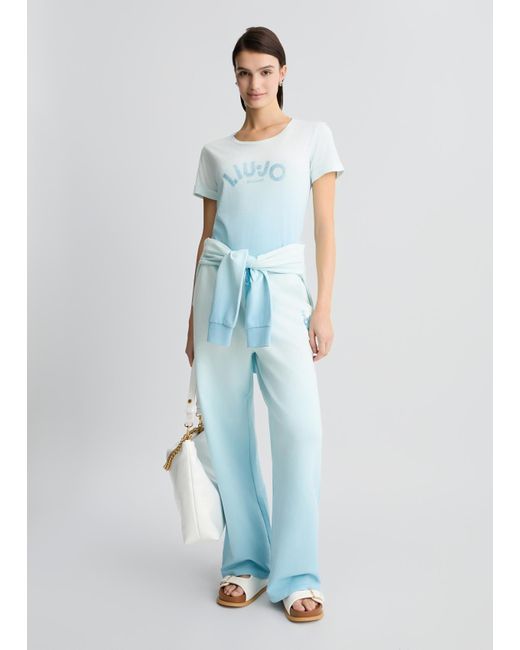 Liu Jo T-shirt Con Logo E Strass di Liu Jo in White