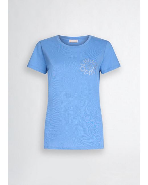 Liu Jo T-shirt Con Logo E Strass di Liu Jo in Blue
