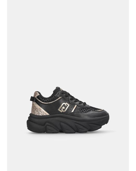 Liu Jo Sneakers À Semelle Épaisse En Cuir Avec Glitter Liu Jo en coloris Black