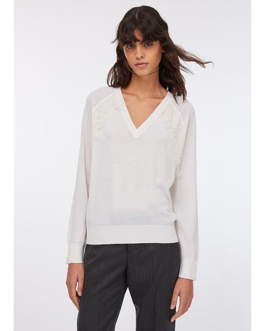 Liu Jo Pull En Laine Avec Dentelle Liu Jo en coloris White