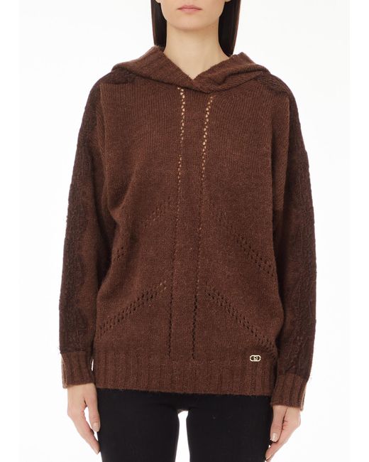 Liu Jo Pull En Laine Mélangée Avec Capuche Liu Jo en coloris Brown