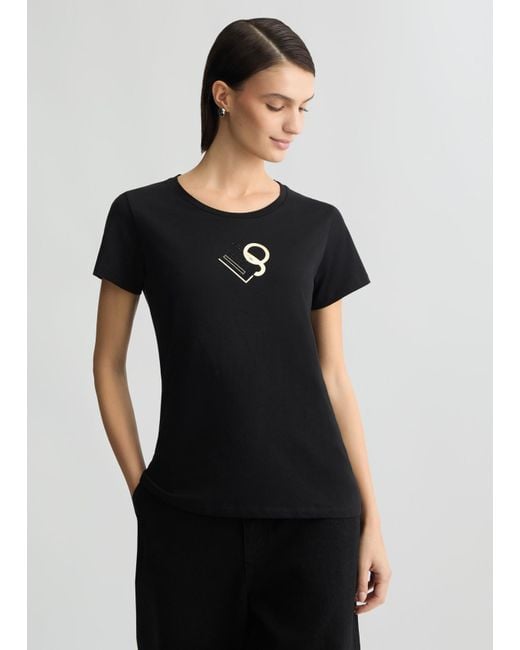 Liu Jo T-shirt Con Logo E Strass di Liu Jo in Black