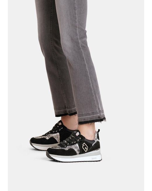Liu Jo White Liu Jo Plateau-Sneaker Mit Beschichteter Optik
