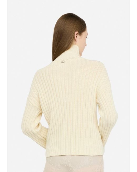 Liu Jo Pull À Col Roulé En Laine Avec Boutons Bijoux Liu Jo en coloris Natural