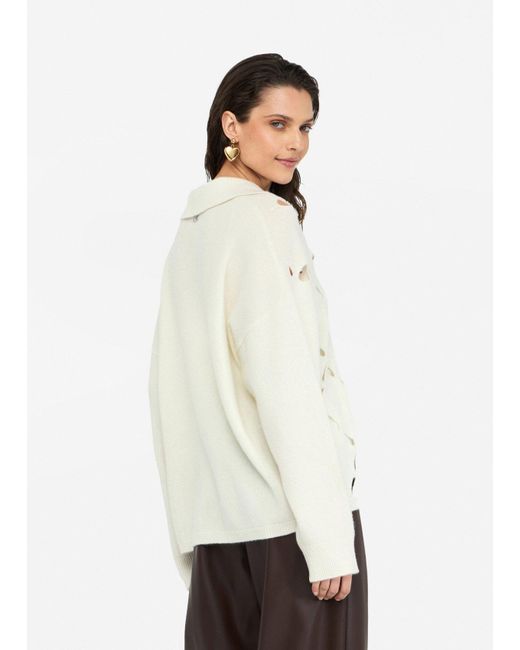 Liu Jo White Liu Jo Pullover Aus 100 Wolle Mit Schmuckstickerei
