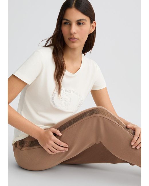 Liu Jo T-shirt Con Logo E Strass di Liu Jo in White