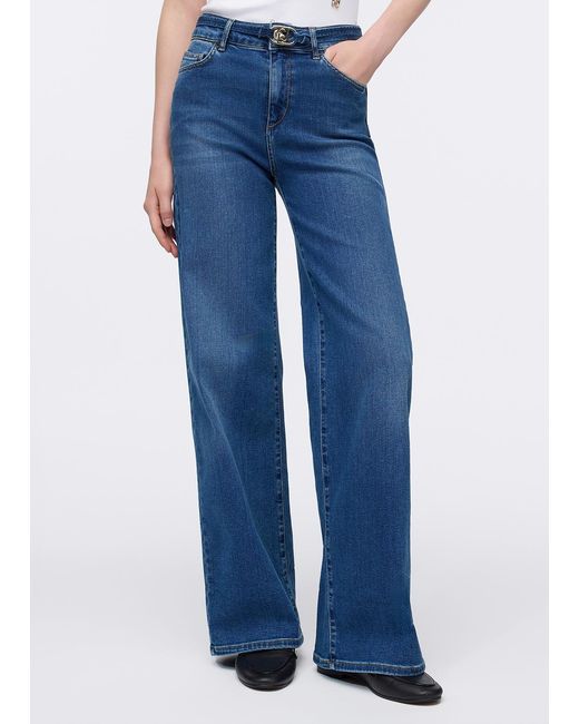 Liu Jo Jean Évasé Cropped Avec Ceinture Liu Jo en coloris Blue