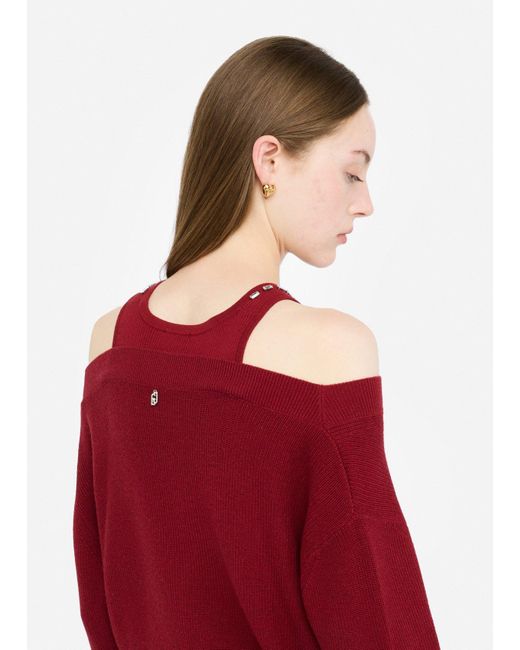 Liu Jo Robe En Maille Avec Broderies Bijoux Liu Jo en coloris Red