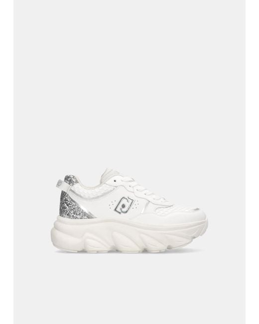 Liu Jo Sneakers À Semelle Épaisse En Cuir Avec Glitter Liu Jo en coloris White