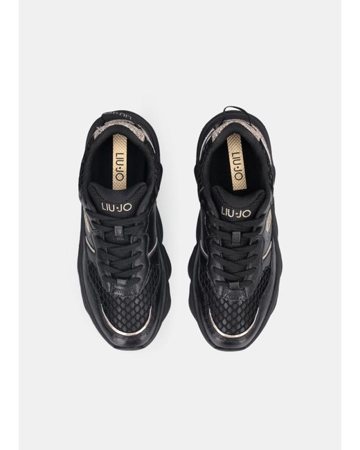 Liu Jo Sneakers À Semelle Épaisse En Cuir Avec Glitter Liu Jo en coloris Black