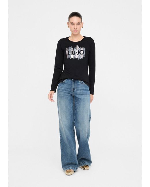 Liu Jo T-Shirt A Maniche Lunghe di Liu Jo in Black