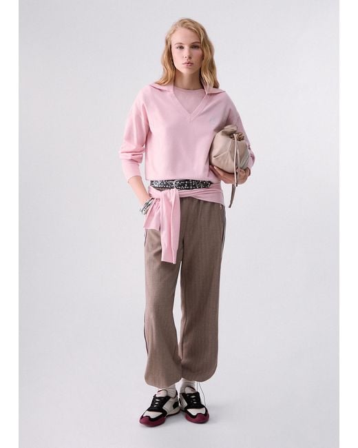 Pull À Col En V Liu Jo en coloris Pink