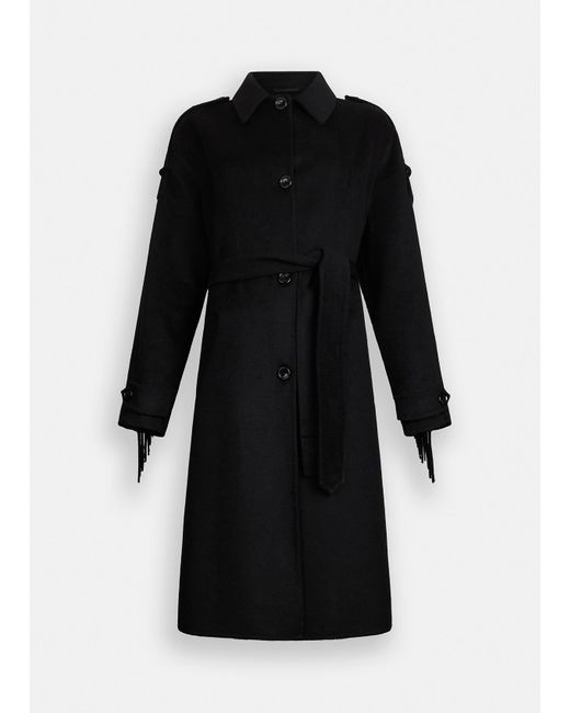Liu Jo Black Liu Jo Trenchcoat Aus Wolle Mit Fransen