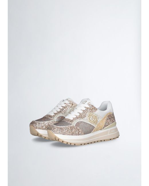 Liu Jo Sneakers Platform Full Glitter di Liu Jo in White