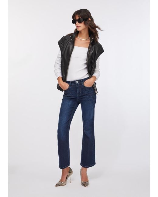 Liu Jo Jean Évasé Cropped Avec Strass Liu Jo en coloris Blue