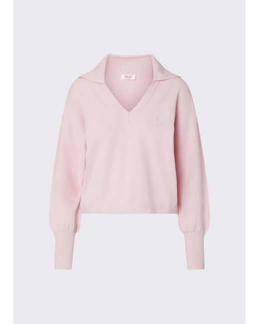 Pull À Col En V Liu Jo en coloris Pink