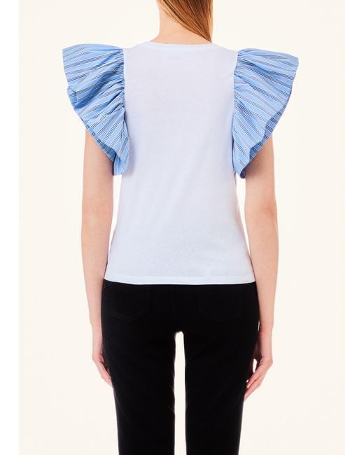 Liu Jo T-shirt In Jersey E Popeline di Liu Jo in Blue