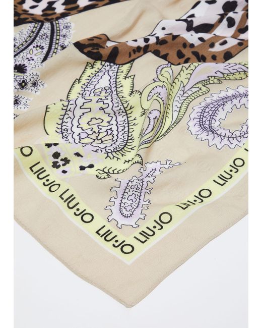 Liu Jo Foulard Jacquard Con Stampa di Liu Jo in White