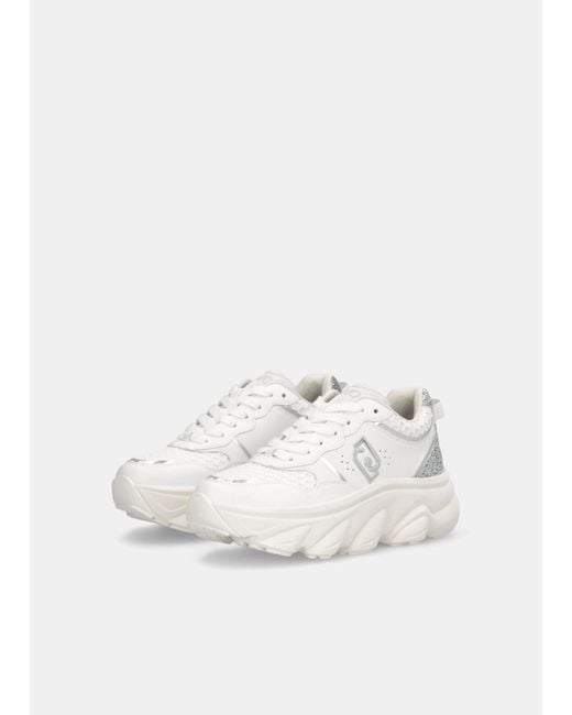 Liu Jo Sneakers À Semelle Épaisse En Cuir Avec Glitter Liu Jo en coloris White