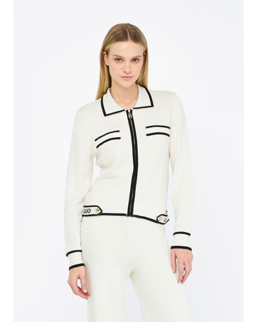 Liu Jo Cardigan Con Zip di Liu Jo in White