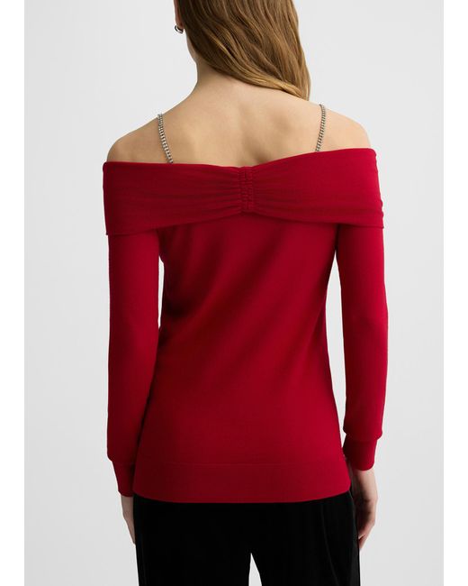 Liu Jo Pull À Encolure Bardot Avec Pierres Bijoux Liu Jo en coloris Red