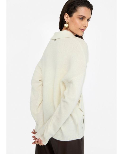 Liu Jo White Liu Jo Pullover Aus 100 Wolle Mit Schmuckstickerei