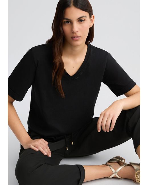 Liu Jo T-shirt Con Logo E Strass di Liu Jo in Black